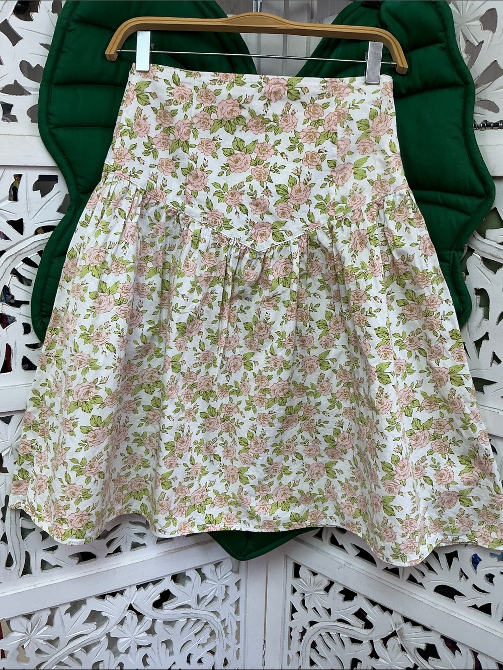 Acacia Swimwear high waist Gia skirt, pink and green floral rosie print. Size P